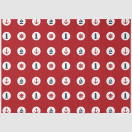 Papel De Seda Desenho Série Náutica Vermelho e Marinho 8
