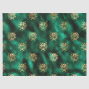Papel De Seda Desenho Série Safari Esmeralda e Ouro 5