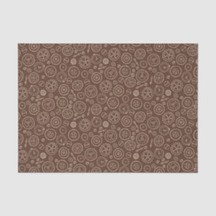 Papel De Seda Desenho Vitoriano Steampunk Brown & White Gears