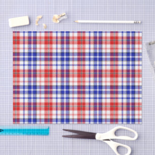 Papel De Seda Desenho Xadrez Escocês de Listras Brancas Vermelha