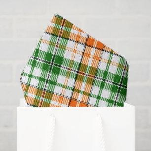 Papel De Seda Desenho Xadrez Escocês Laranja Verde Branco