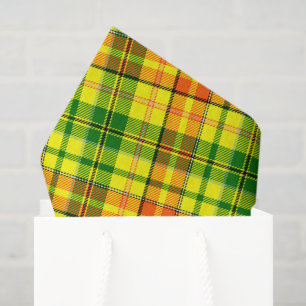 Papel De Seda Desenho Xadrez Tartan Laranja Amarelo Verde