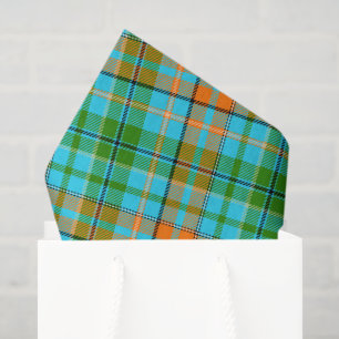 Papel De Seda Desenho Xadrez Tartan Laranja Azul Verde