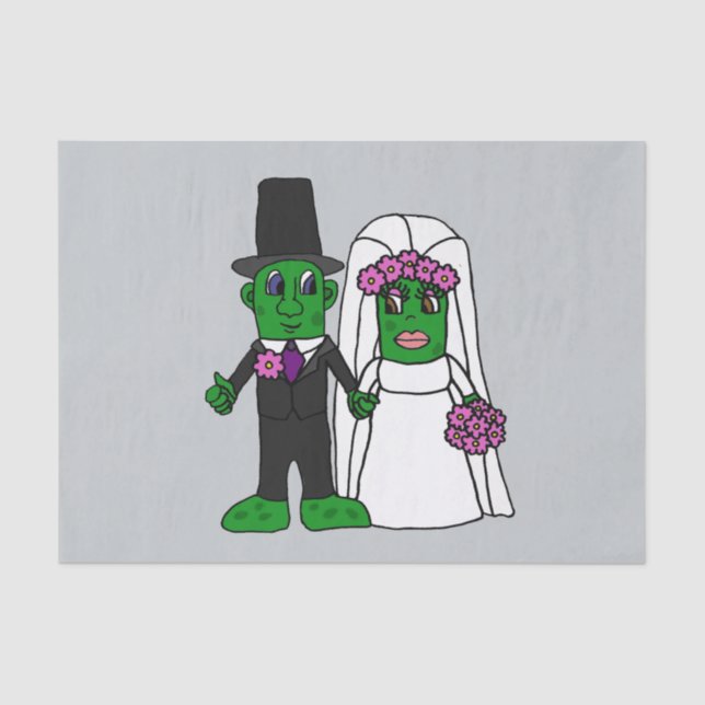 Papel De Seda Desenhos animados engraçados do casamento dos (Frente )
