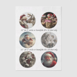 Papel De Seda Desenhos de Natal para Globo de Neve 3,5"