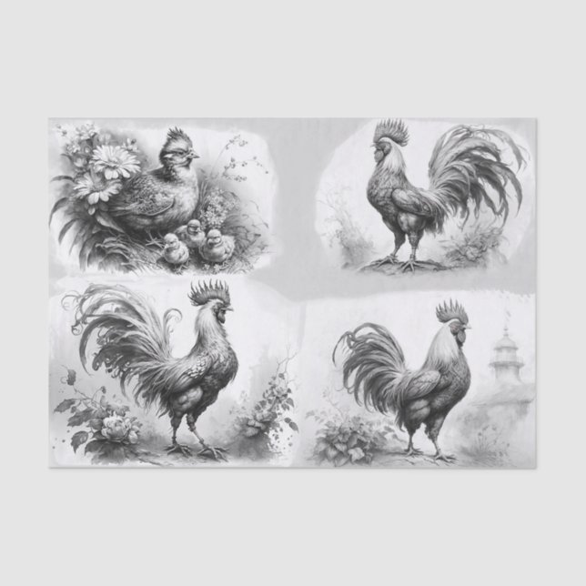 Papel De Seda Desenhos do Rooster (Frente )