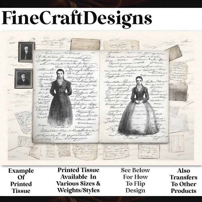 Papel De Seda Desenhos Vitorianos Colagem de Script AF3 Decoupag (Criador carregado)