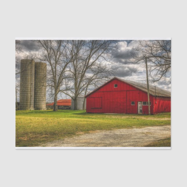 Papel De Seda Desenterrando Georgia Red Barns e Silos (Frente )