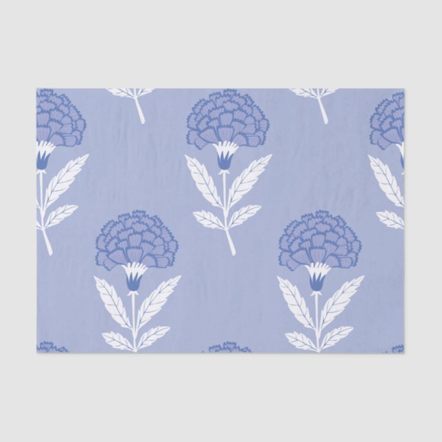 Papel De Seda Desentupimento do padrão de flores azuis sem costu (Frente )