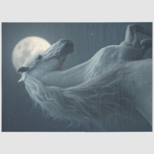 Papel De Seda Desentupindo Cavalo Branco Majestoso Frente de Lua