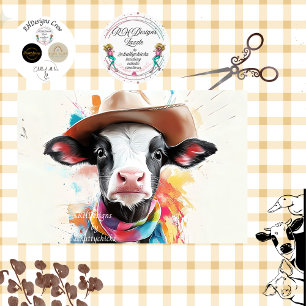 Papel De Seda Desentupindo O Vitelo Do Cowboy Com Chapéu