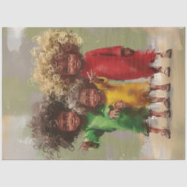 Papel De Seda Desentupir Joyful Curly Headed Children em vermelh