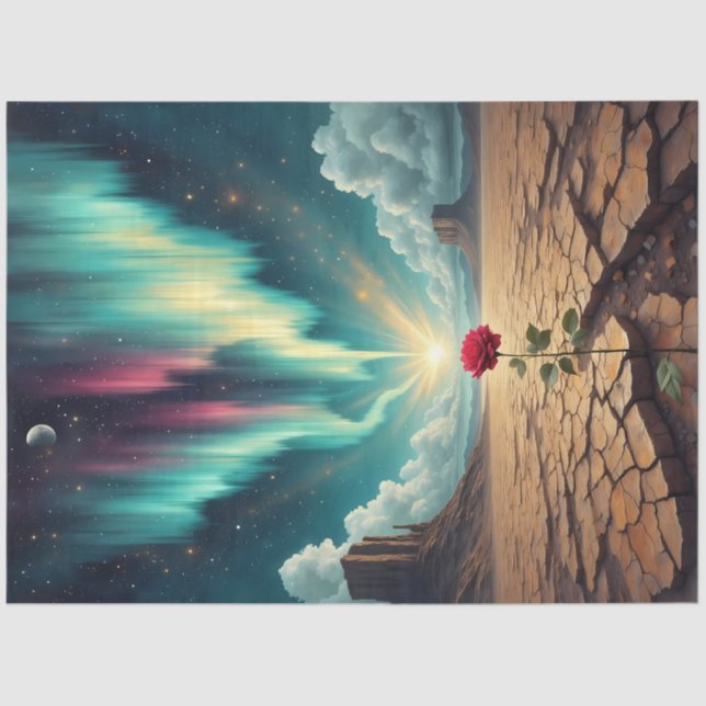 Papel De Seda Desert Bloom Awakening – Surreal Rose Fantasy  (Frente )