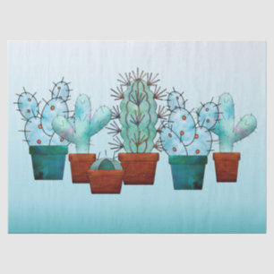 Papel De Seda Desert Cactus Plant Watercolor