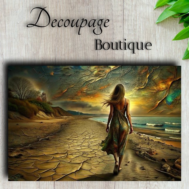 Papel De Seda Desert Sands e Sea Mystical Jourpage (Desaparecime (Desert Sand and Mystical Journey Decoupage Tissue Paper)