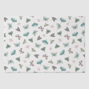 Papel De Seda Deserto Chic Retro Blush Green Butterfly Foliage