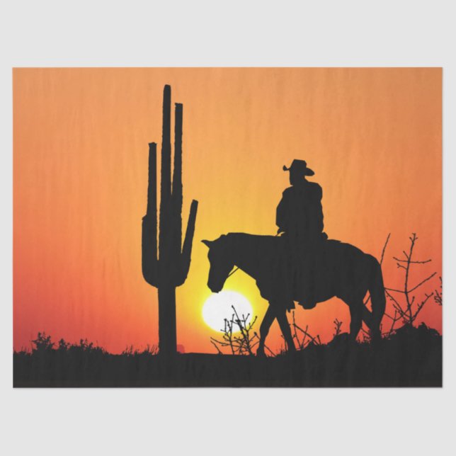 Papel De Seda Deserto de Cowboy Ocidental Sunset 13 Decoupage (Frente )