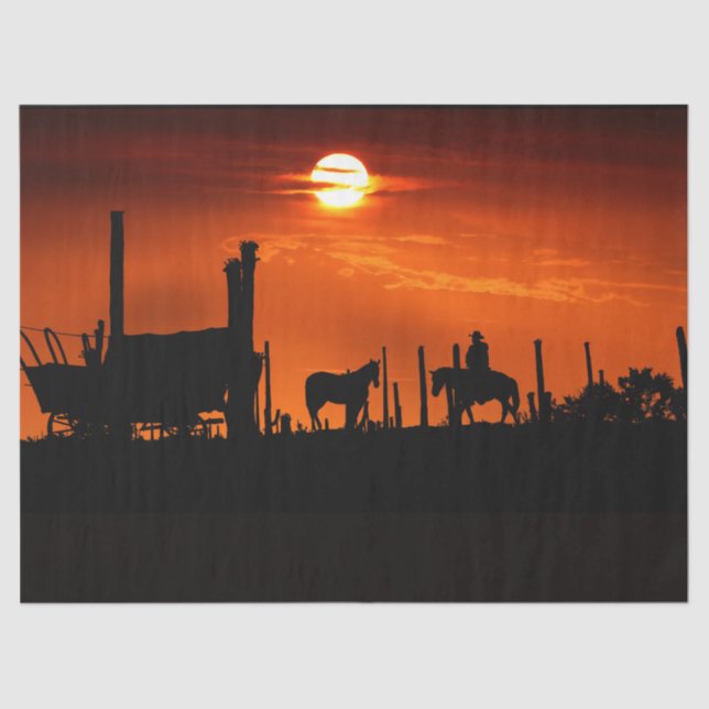 Papel De Seda Deserto de Cowboy Ocidental Sunset 14 Decoupage (Frente )