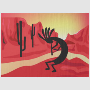 Papel De Seda Deserto de Kokopelli Desert Sunset Sudoeste Decoup