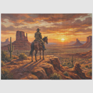 Papel De Seda Deserto Pintado Western Vaqueiro Decoupage