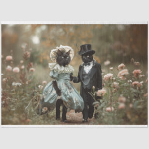 Papel De Seda Desfaz Gatos Franceses em Campo de Flores