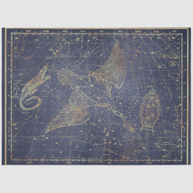 Papel De Seda Design 10 da Série Star Map Dourada (Frente )