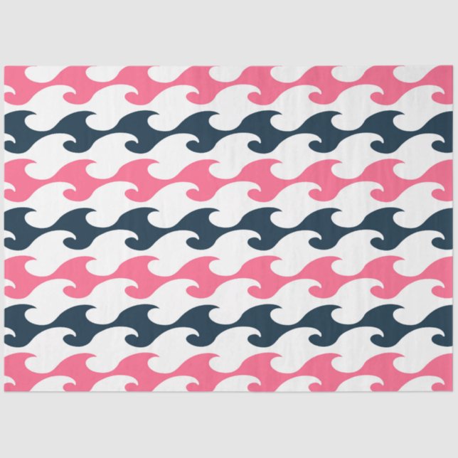 Papel De Seda Design 11 da Série Náutica Rosa e Marinho (Frente )