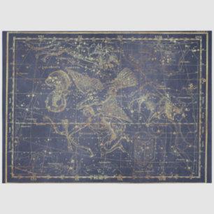 Papel De Seda Design 11 da Série Star Map Dourada