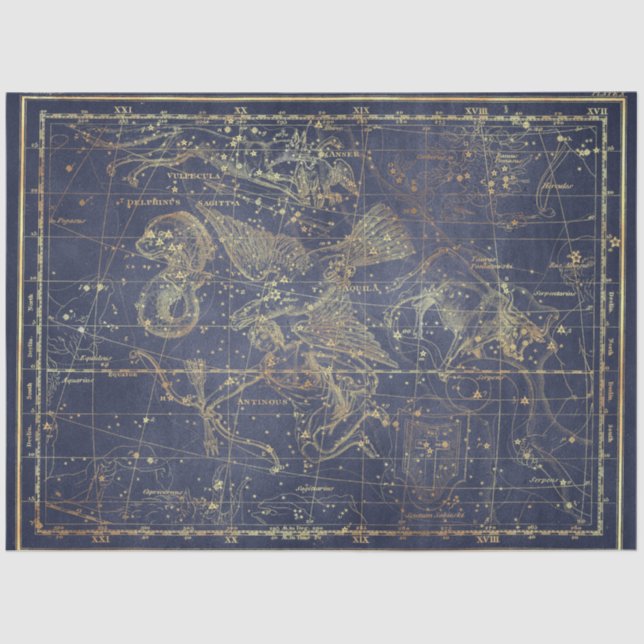 Papel De Seda Design 11 da Série Star Map Dourada (Frente )