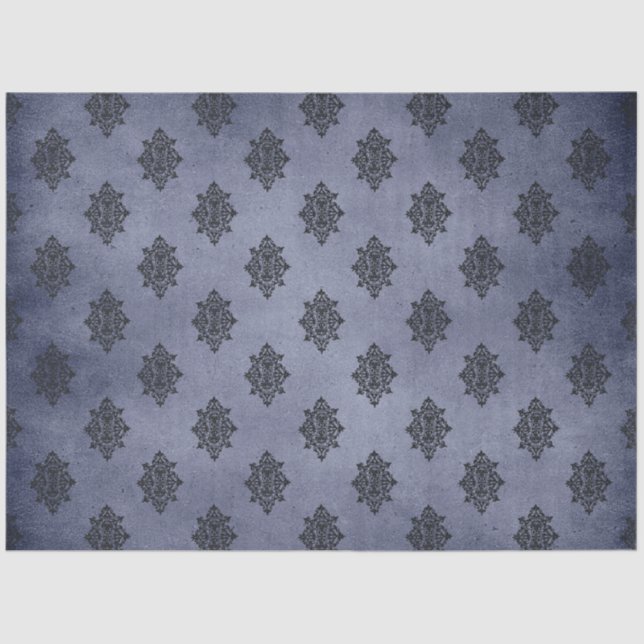 Papel De Seda Design 12 da Série Damasco Azul Gótico (Frente )