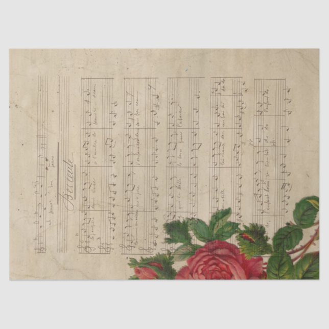 Papel De Seda Design 12 da Série Música e Rosas (Frente )