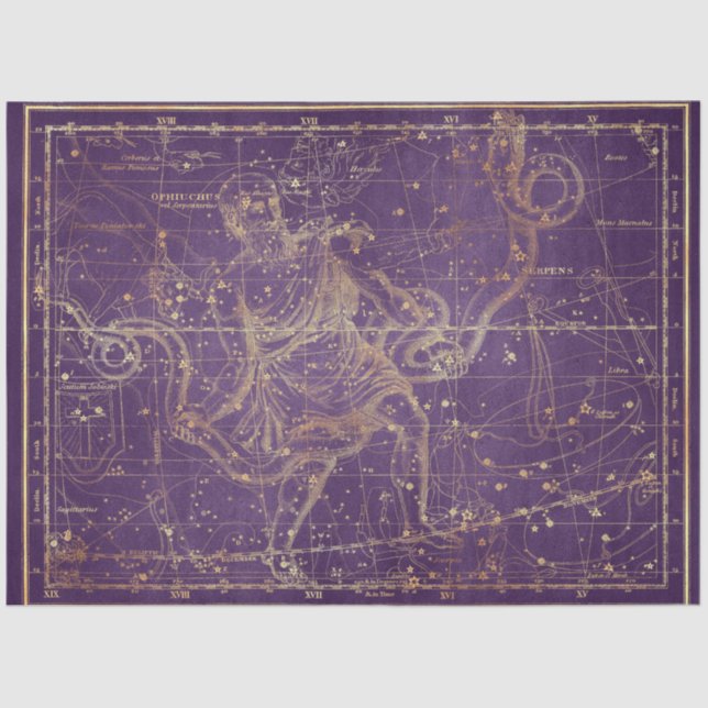 Papel De Seda Design 12 da Série Star Map Dourada (Frente )