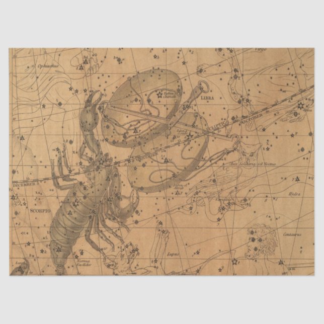 Papel De Seda Design 12 do Mapa de Galáxia Antiquado (Frente )