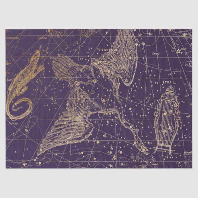 Papel De Seda Design 12 Dourado Galaxy Star Series (Frente )
