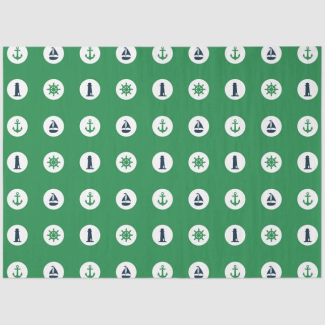 Papel De Seda Design 13 da Série Náutica Verde e Marinho (Frente )