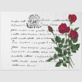 Papel De Seda Design 14 da Série de Manuscrito e Rosa vermelha e