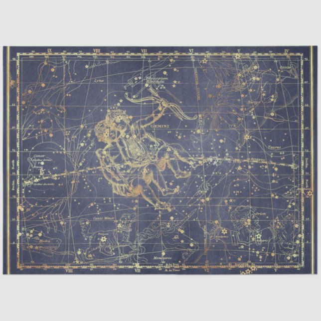 Papel De Seda Design 16 do Dourado Star Map Series (Frente )