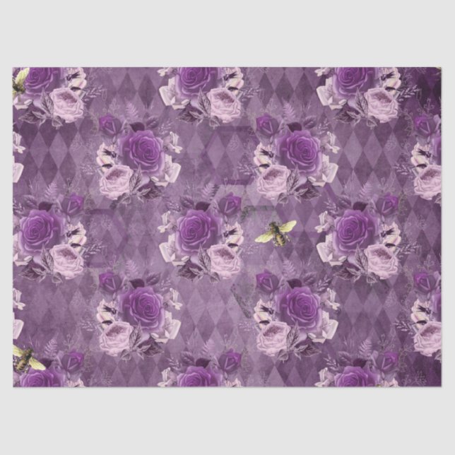 Papel De Seda Design 17 da Série Abelhas Roxas (Frente )