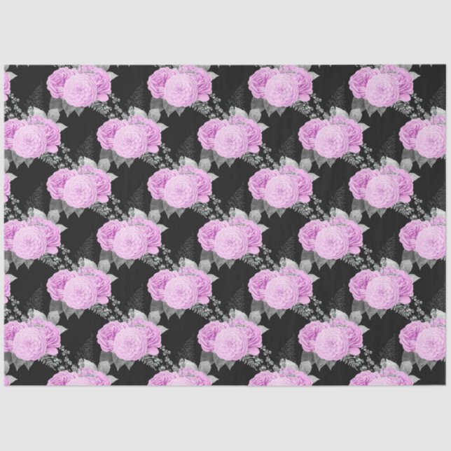 Papel De Seda Design 17 da Série Floral de Púrpura e Prata (Frente )