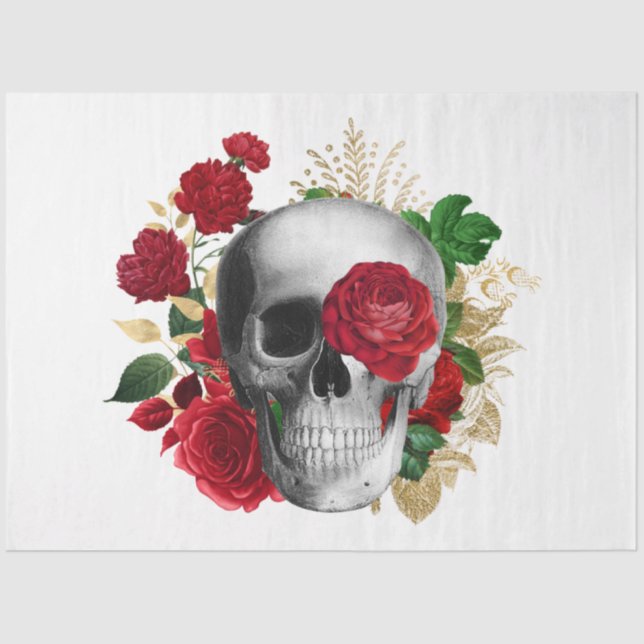 Papel De Seda Design 21 da Série Steampunk rosa vermelha (Frente )