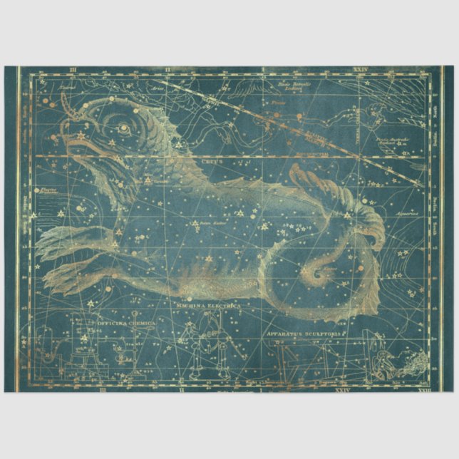 Papel De Seda Design 22 da Série Star Map Dourada (Frente )