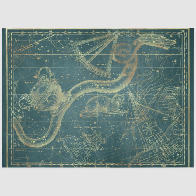 Papel De Seda Design 24 da Série Star Map Dourada (Frente )