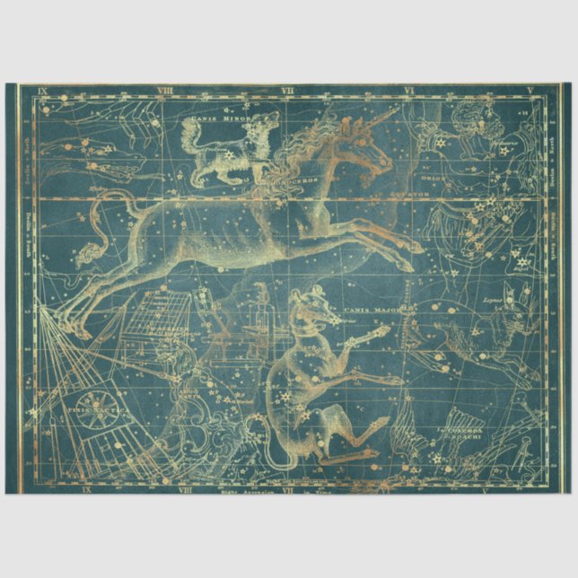 Papel De Seda Design 28 do Dourado Star Map Series (Frente )