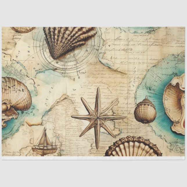 Papel De Seda Design 3 da série náutica Chique (Frente )