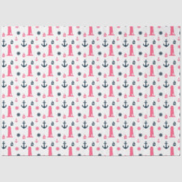 Papel De Seda Design 3 da Série Náutica Rosa e Marinho