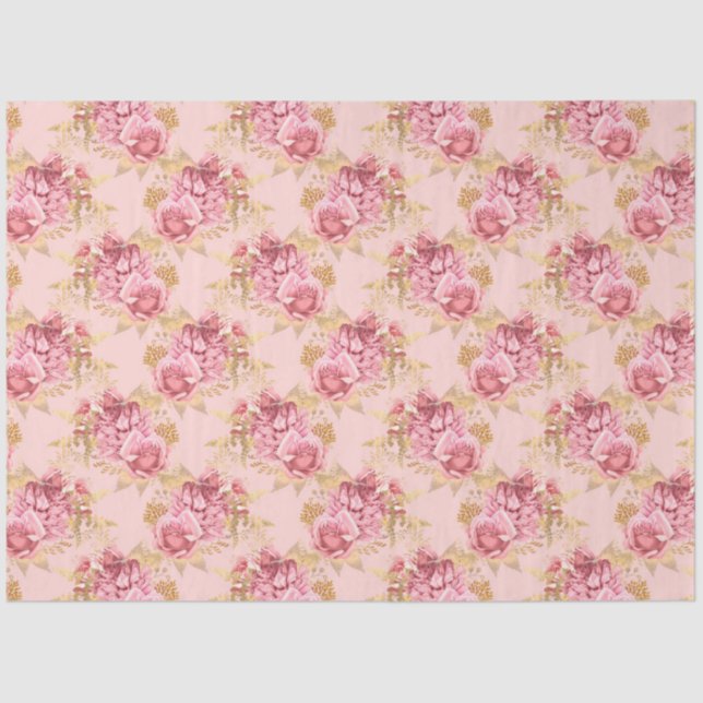 Papel De Seda Design 3 da série rosa e Dourada (Frente )