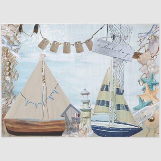 Papel De Seda Design 4 da série náutica (Frente )