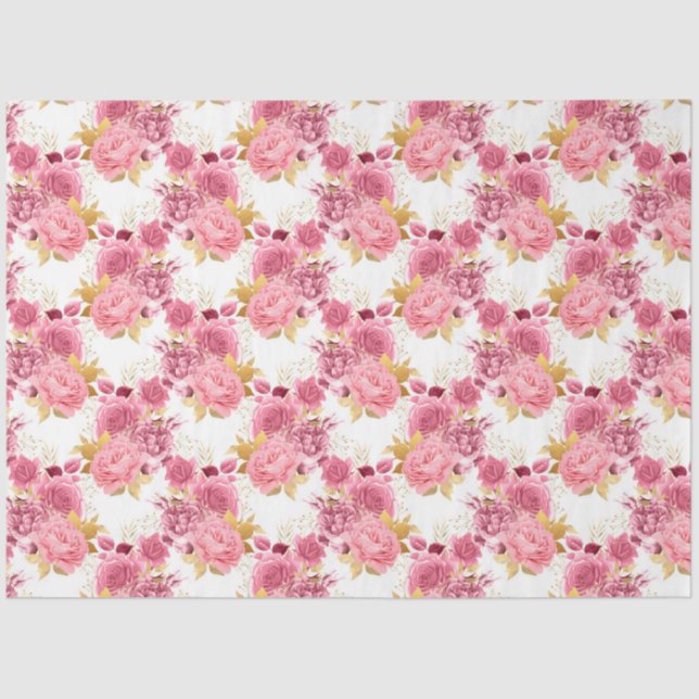 Papel De Seda Design 5 da série rosa e Dourada (Frente )