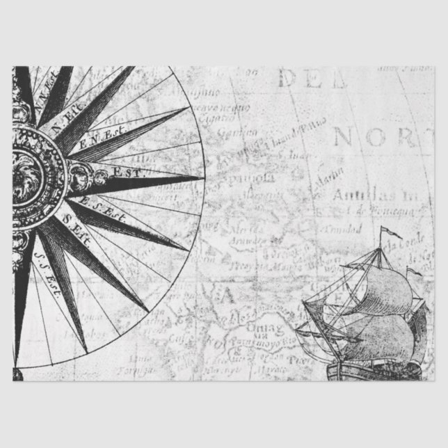 Papel De Seda Design 6 da série Black and White Digital Map (Frente )