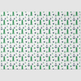 Papel De Seda Design 7 da Série Náutica Verde e Marinho